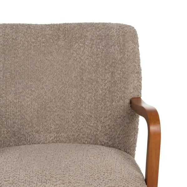 Fauteuil à Accoudoirs Bois et Tissu Taupe