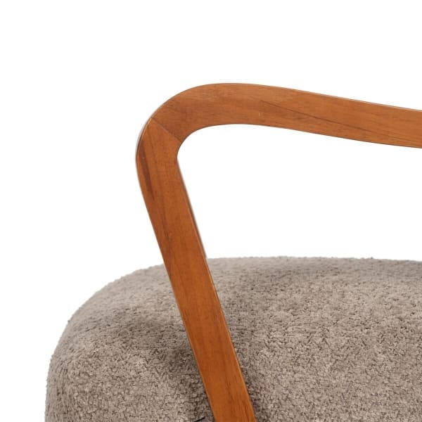 Fauteuil à Accoudoirs Bois et Tissu Taupe