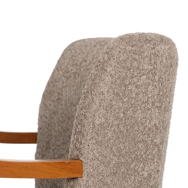 Fauteuil à Accoudoirs Bois et Tissu Taupe