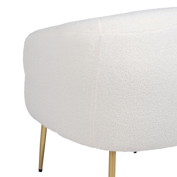 Sillón Contemporáneo Home Decor Fleece Blanco y Metal Dorado