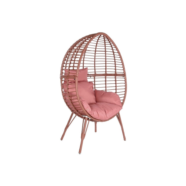 Fauteuil de Jardin Design Oeuf sur Pieds en Rotin Couleur Terracotta