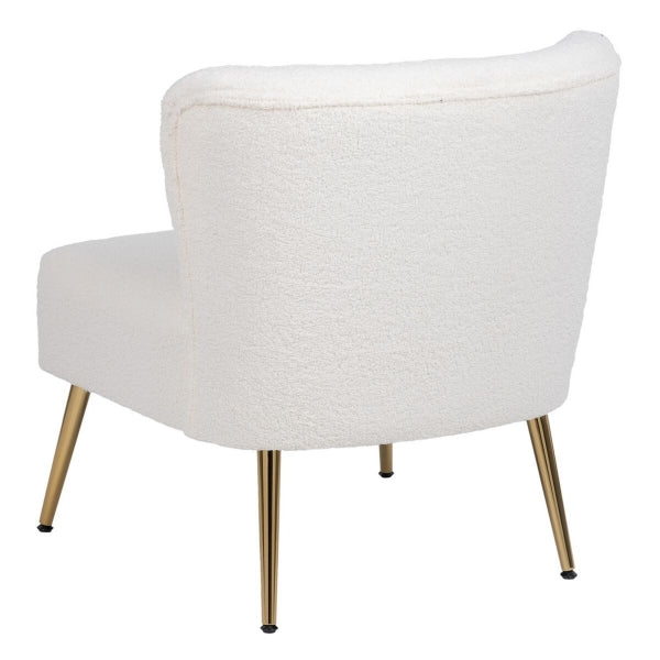 Fauteuil Design Contemporain Home Decor Molletonné Blanc et Doré