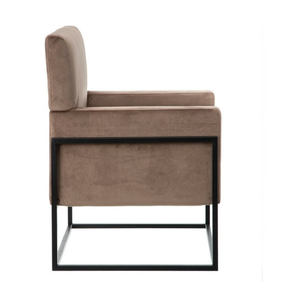 Fauteuil Design Contemporain "ATLAS" Taupe et Métal Noir