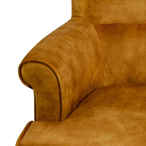 Traditional Design Armchair with Armrests Home Decor Ocher and Wood