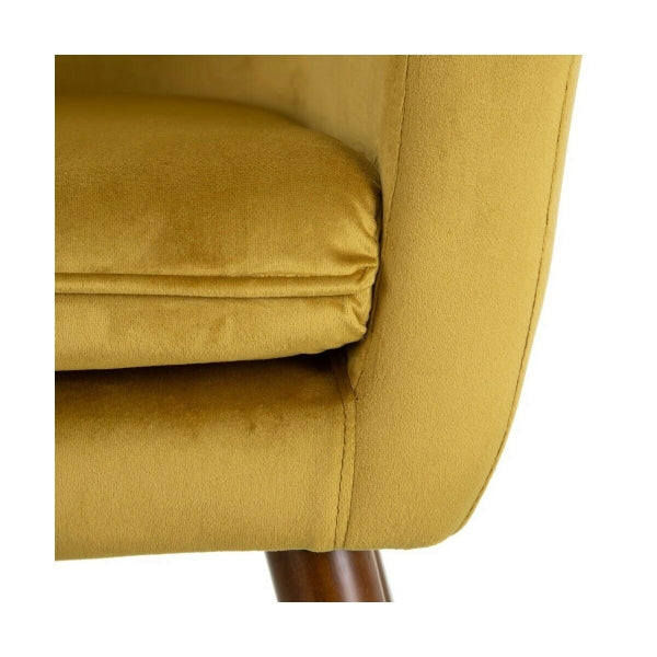 Sillón Escandinavo Home Decor Amarillo Mostaza y Madera Marrón