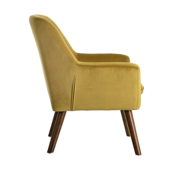 Sillón Escandinavo Home Decor Amarillo Mostaza y Madera Marrón