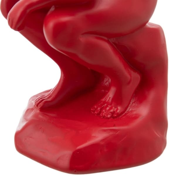 Figura "El pensador de Rodin" de resina roja