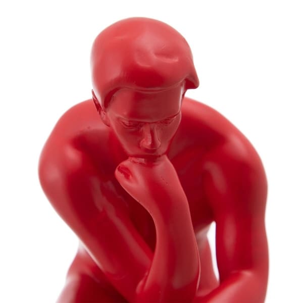 Figura "El pensador de Rodin" de resina roja