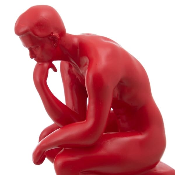 Figura "El pensador de Rodin" de resina roja