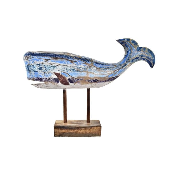 Figurine Décorative Baleine Bleu en Bois (40 x 10 x 30 cm)