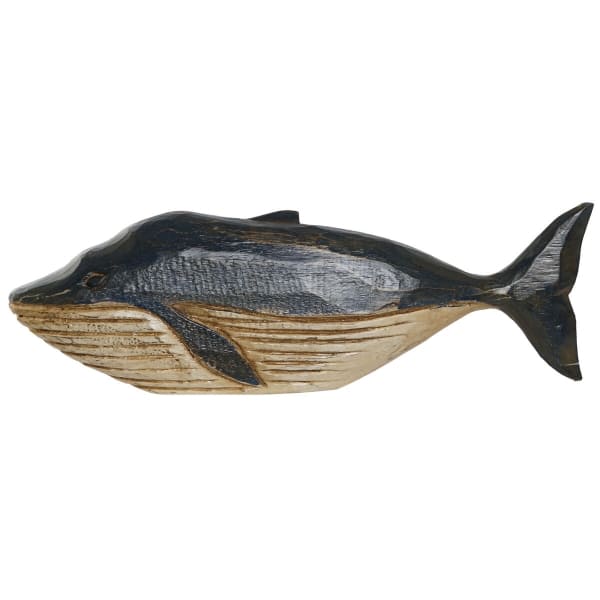 Figurine Décorative Baleine Bleue en Bois Sculpté