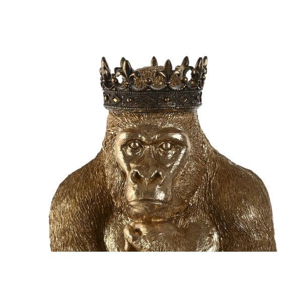 Statue de Gorille Doré avec une Couronne en Résine (42,5 x 36 x 52 cm)