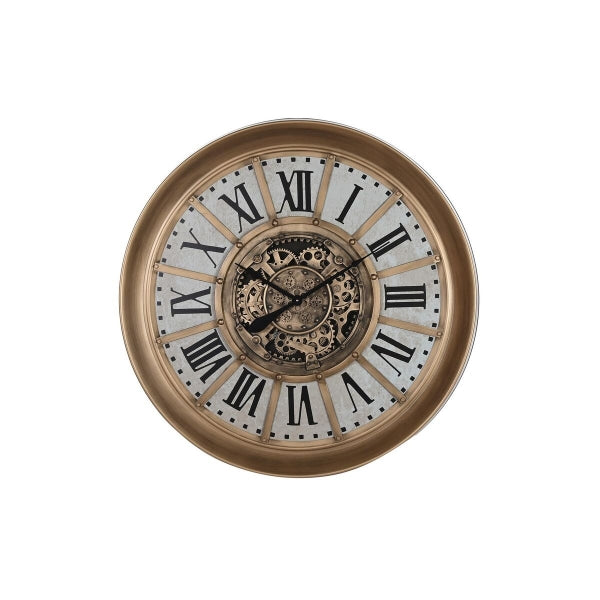 Grande Horloge Murale Design Loft en Fer Doré Home Decor (95 x 10 x 95 cm)