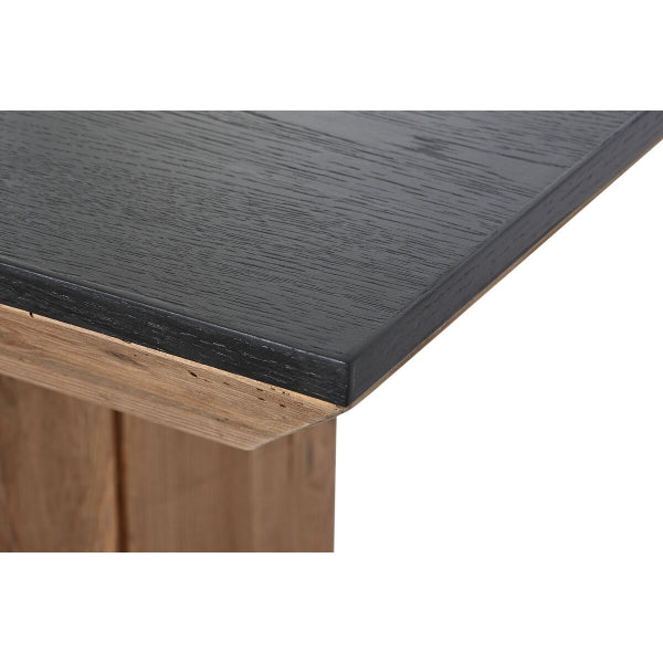 Mesa de comedor grande de madera de pino natural Decoración para el hogar en negro y marrón