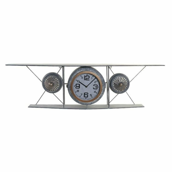 Horloge Murale Style Avion Biplan Vintage Gris Effet Vieilli