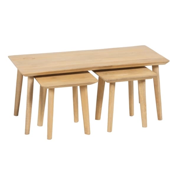 Ensemble de 3 Tables Basses Minimalistes en Bois Naturel