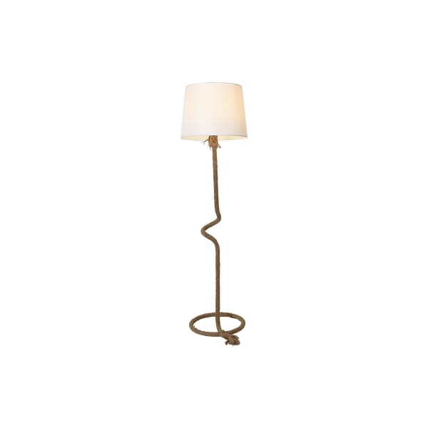 Lampadaire en Corde Naturelle et Lin Blanc Design Marin 40 x 40 x 151 cm