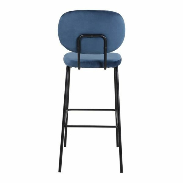 Set de 2 Taburetes Diseño Contemporáneo Home Decor Efecto Terciopelo Azul y Metal Negro