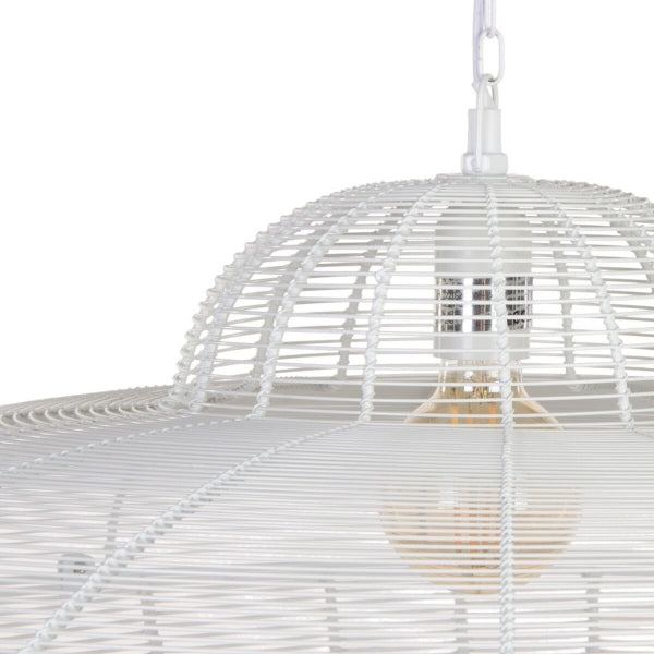 Suspended Luminaire Contemporary Design "UFO" in White Metal