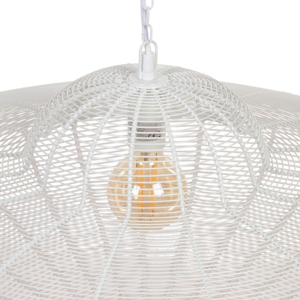 Suspended Luminaire Contemporary Design "UFO" in White Metal