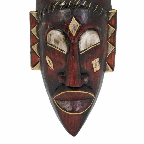 Masque Tribal Mural en Bois Marron Foncé