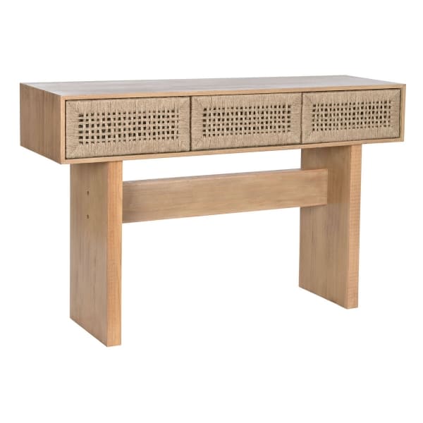 Meuble d'Appoint Design Japonais en Bois Naturel et Jute (120 x 30 x 74 cm)