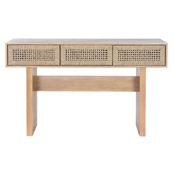 Meuble d'Appoint Design Japonais en Bois Naturel et Jute (120 x 30 x 74 cm)