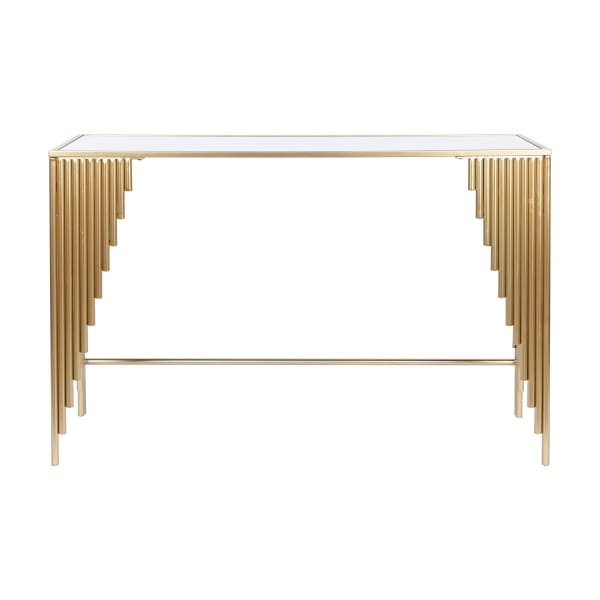 Console d'Entrée en Verre et Métal Doré, Design Contemporain (120 x 40 x 80 cm)