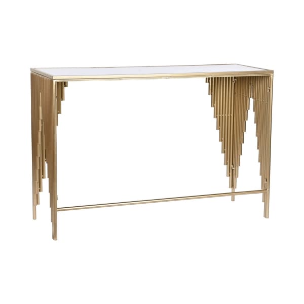 Entrance Console in Glass and Gold Metal, Contemporary Design (120 x 40 x 80 cm)