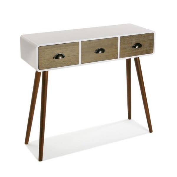 Meuble d'Entrée Console Loft Bois Blanc et Marron