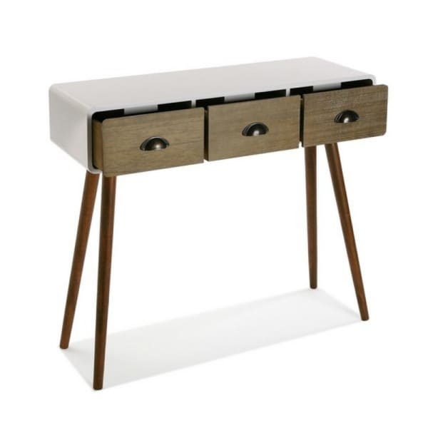 Loft Console Entrance Furniture in White and Brown Wood Versa