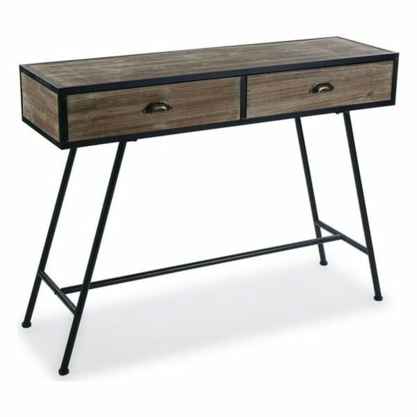 Meuble Console Rustique en Bois Marron et Noir