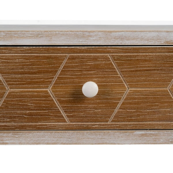 Meuble Console en Bois Patiné Blanc et Marron