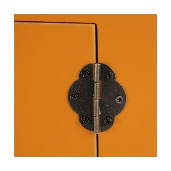 Chinese Design Entrance Cabinet in Orange Wood and Metal (95 x 26 x 90 cm)