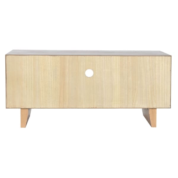 Meuble TV Design Japonais en Bois Naturel et Jute (120 x 40 x 55 cm)