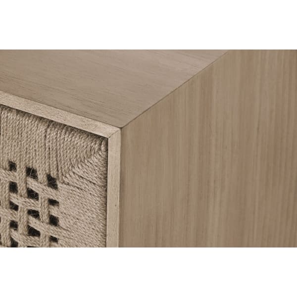 Meuble TV Design Japonais en Bois Naturel et Jute (120 x 40 x 55 cm)