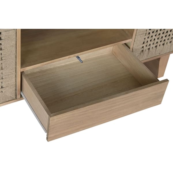 Meuble TV Design Japonais en Bois Naturel et Jute (120 x 40 x 55 cm)