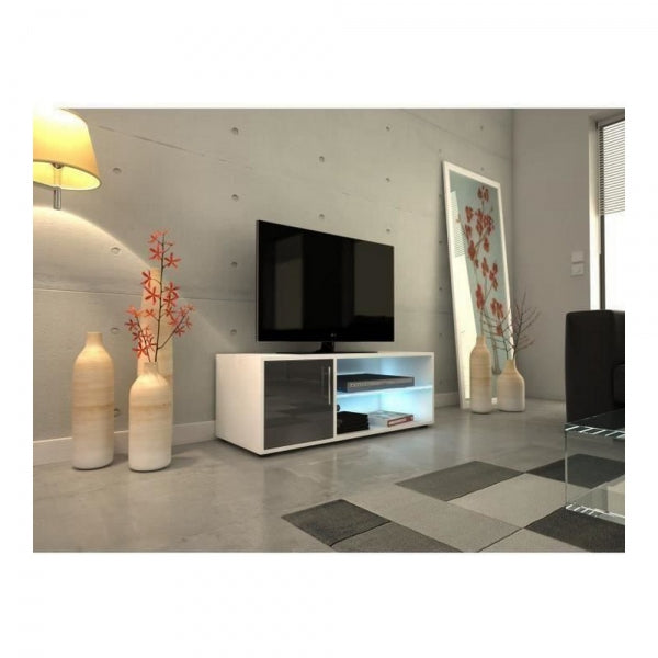 KARA HOME Mueble TV de Diseño Blanco y Gris con Luz LED Integrada 