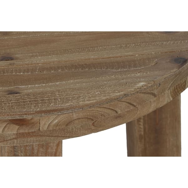 Mesa Auxiliar Redonda Pequeña de Madera de Abeto Marrón (60 x 60 x 45 cm)