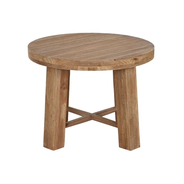 Petite Table d'Appoint Ronde en Bois de Sapin Marron (60 x 60 x 45 cm)