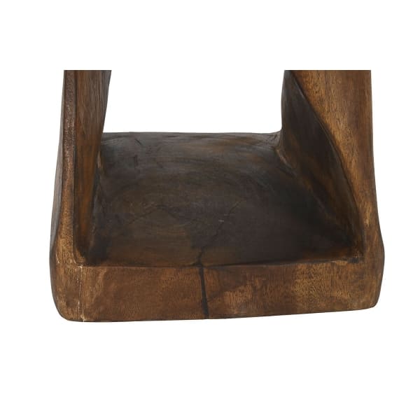 Petite Table d'Appoint en Bois Brut Sculpté (27 x 27 x 60 cm)