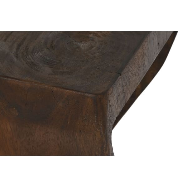 Petite Table d'Appoint en Bois Brut Sculpté (27 x 27 x 60 cm)