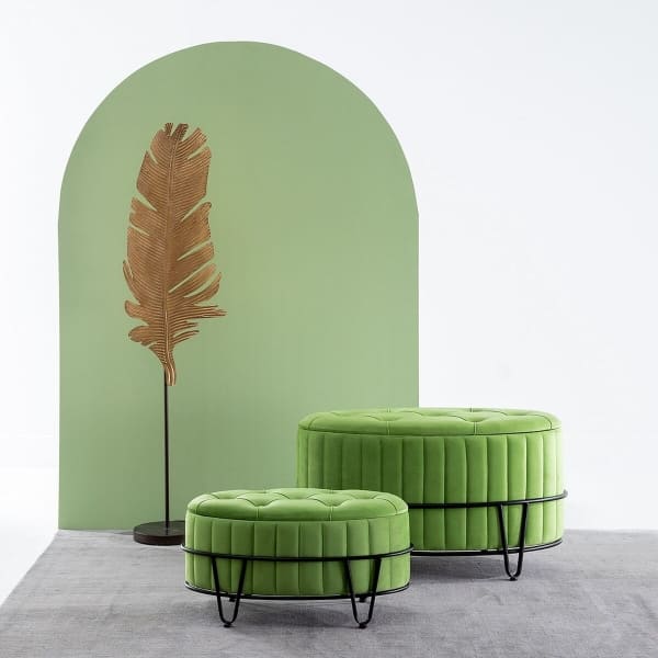 Banquette Coffre Atypique en Tissu Effet Velours Vert ( 80 x 80 x 46 cm)