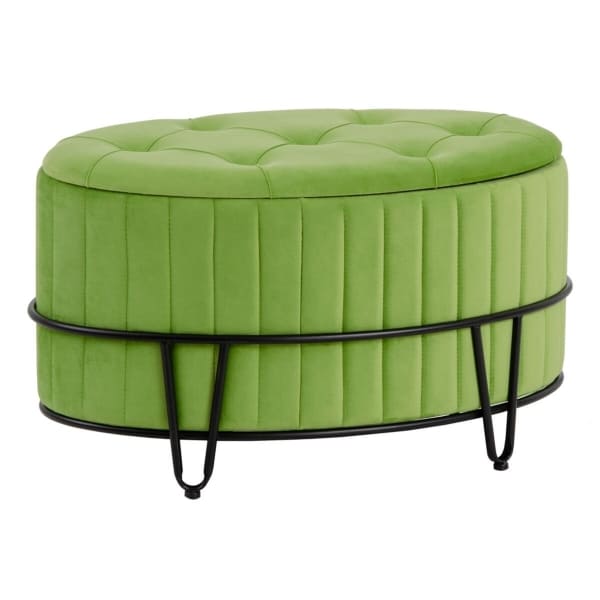 Banquette Coffre Atypique en Tissu Effet Velours Vert ( 80 x 80 x 46 cm)