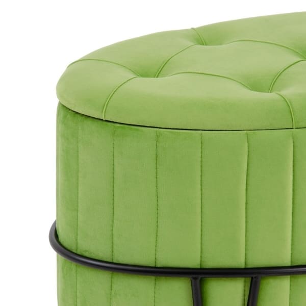 Banquette Coffre Atypique en Tissu Effet Velours Vert ( 80 x 80 x 46 cm)