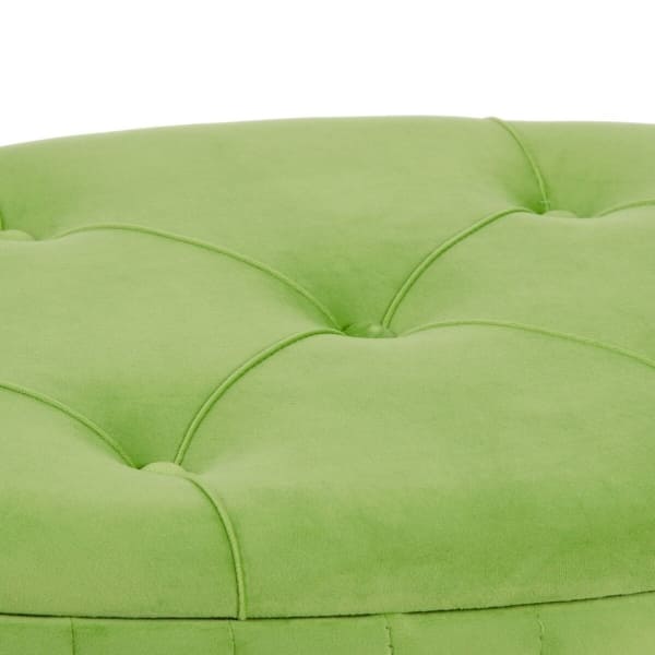 Banquette Coffre Atypique en Tissu Effet Velours Vert ( 80 x 80 x 46 cm)