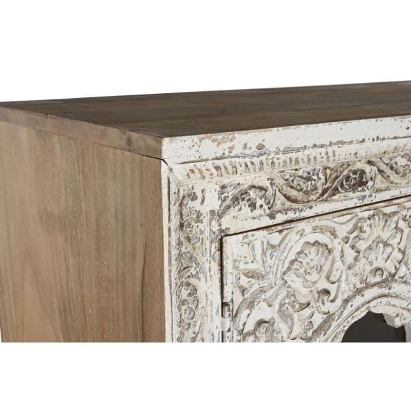 Grand Vaisselier Design Arabe en Bois Sculpté Blanc  107 x 43 x 193 cm