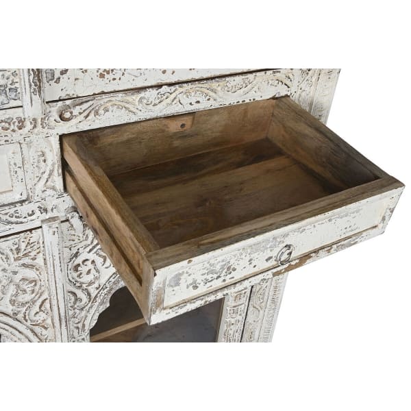 Grand Vaisselier Design Arabe en Bois Sculpté Blanc  107 x 43 x 193 cm