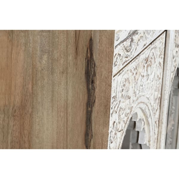 Grand Vaisselier Design Arabe en Bois Sculpté Blanc  107 x 43 x 193 cm