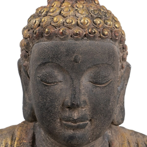 Sculpture Bouddha Résine Marron et Dorée